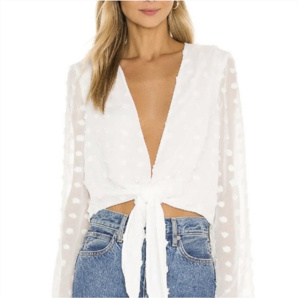 Bcbgeneration White Tie Front Top - image 1